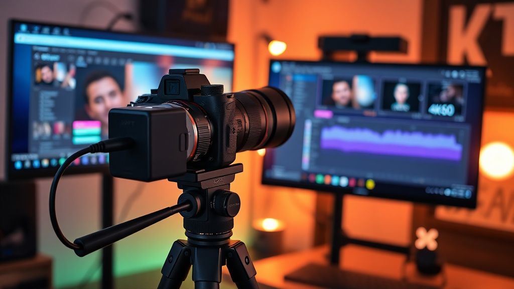 Sony A7S III live streaming setup with OBS on PC monitor showing 4K60 encoder settings