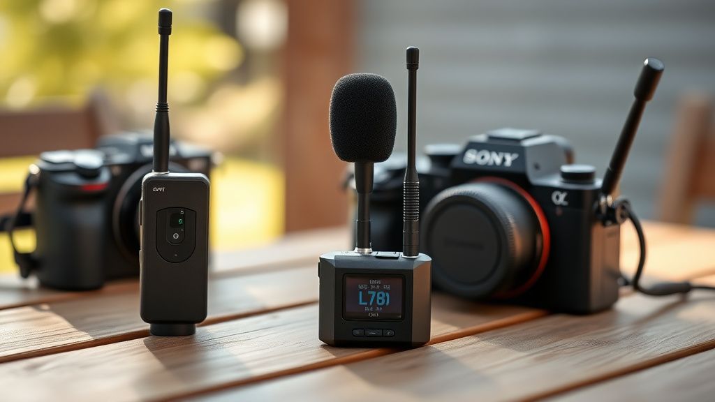 Wireless lavalier microphone system with Sony camera for run-and-gun interviews